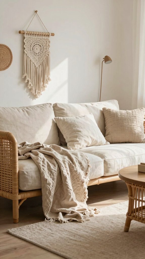 Modern Boho Living Rooms That Feel Bright Instead of Busy 4 layer linen cotton cozy textures