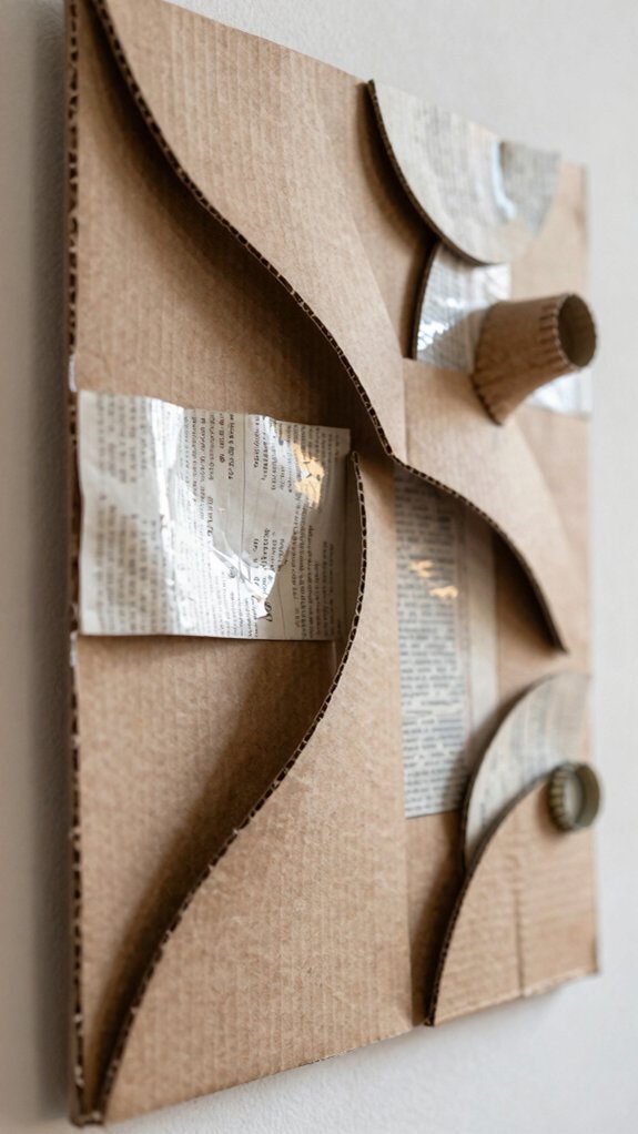 14 Upcycling Art Projects That Turn Everyday Waste Into Decor 4 layered cardboard wall relief