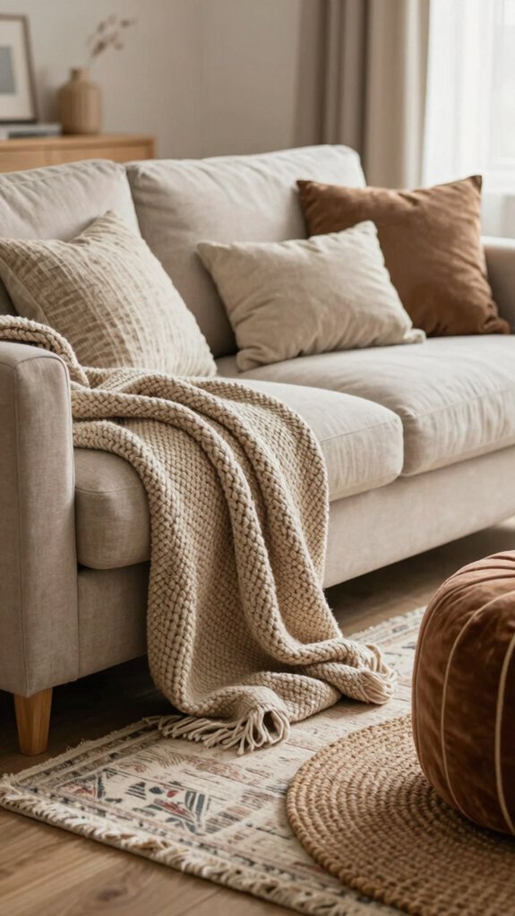 layered rugs and plush textiles