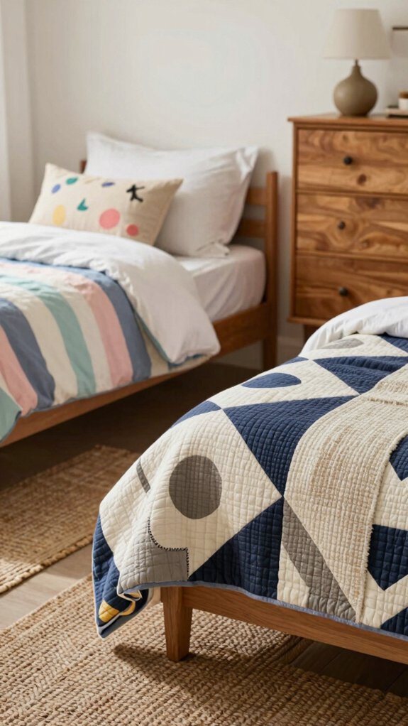 Shared Bedroom Ideas That Give Every Child Their Own Space 3 matching beds personal touches