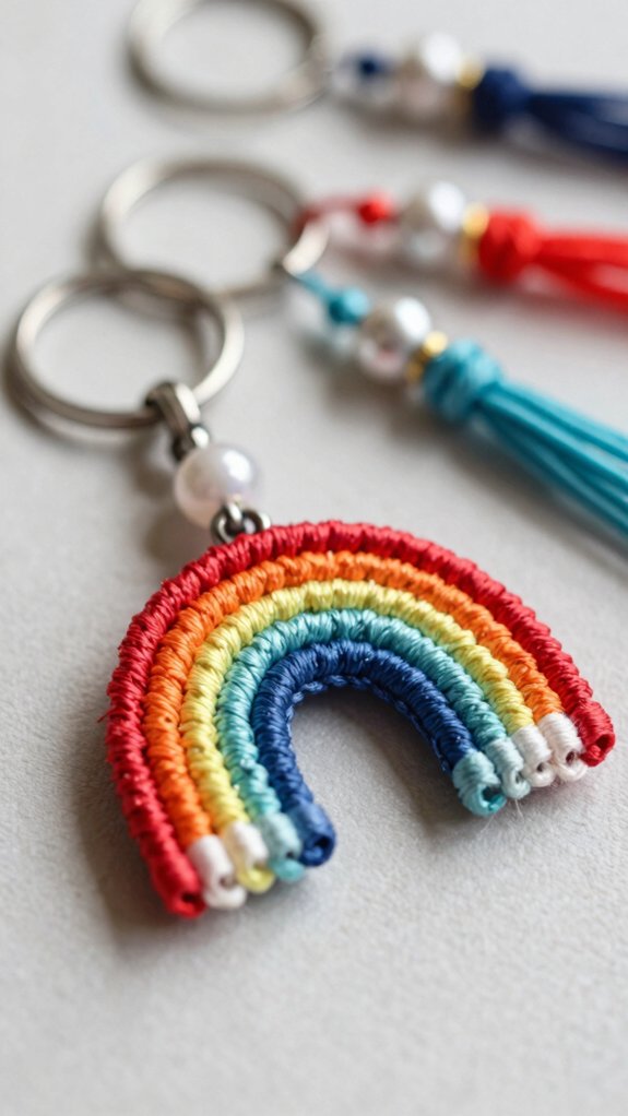 mini rainbow charm square knots