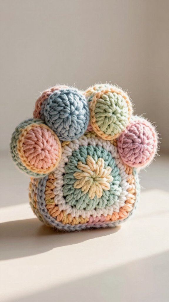 Dog Paw Granny Square: 12 Adorable Crochet Blocks for Pet Lovers 5 minimal modern paw coaster