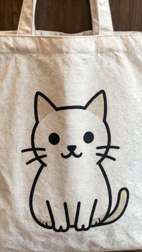 minimal one line cat face tote