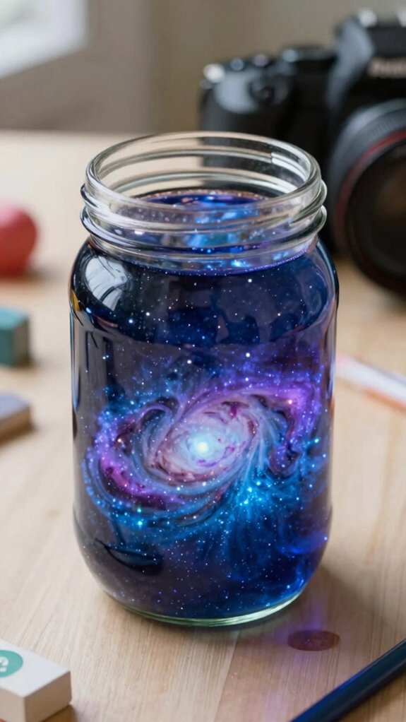 13 Galaxy Jar DIY Ideas Kids Will Love 3 mix colors layer glitter