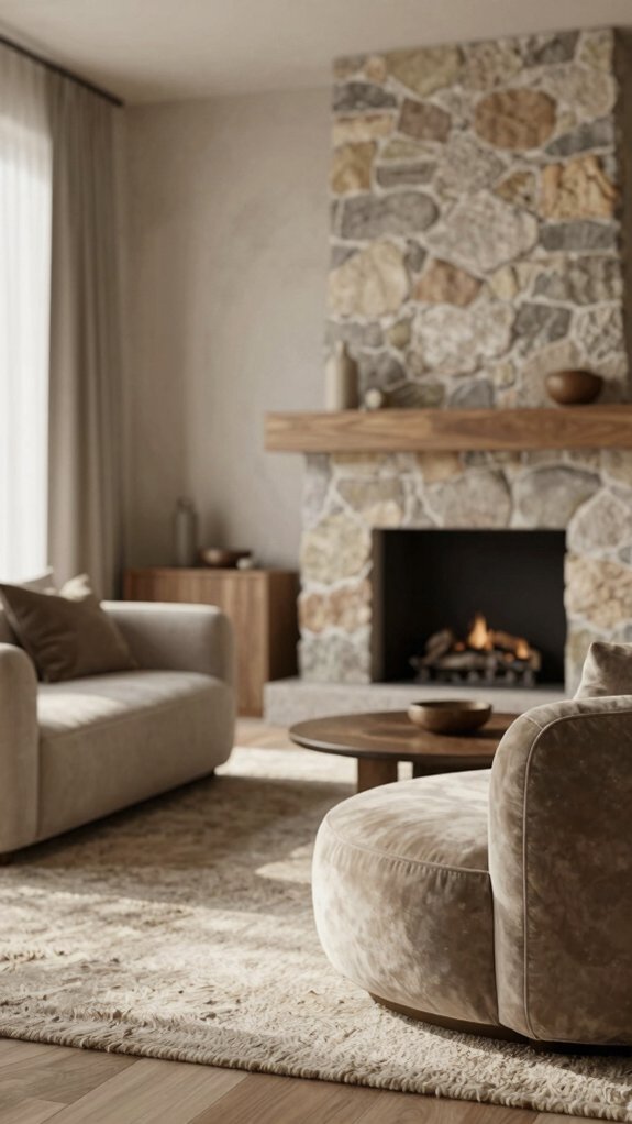 natural stone fireplace warmth