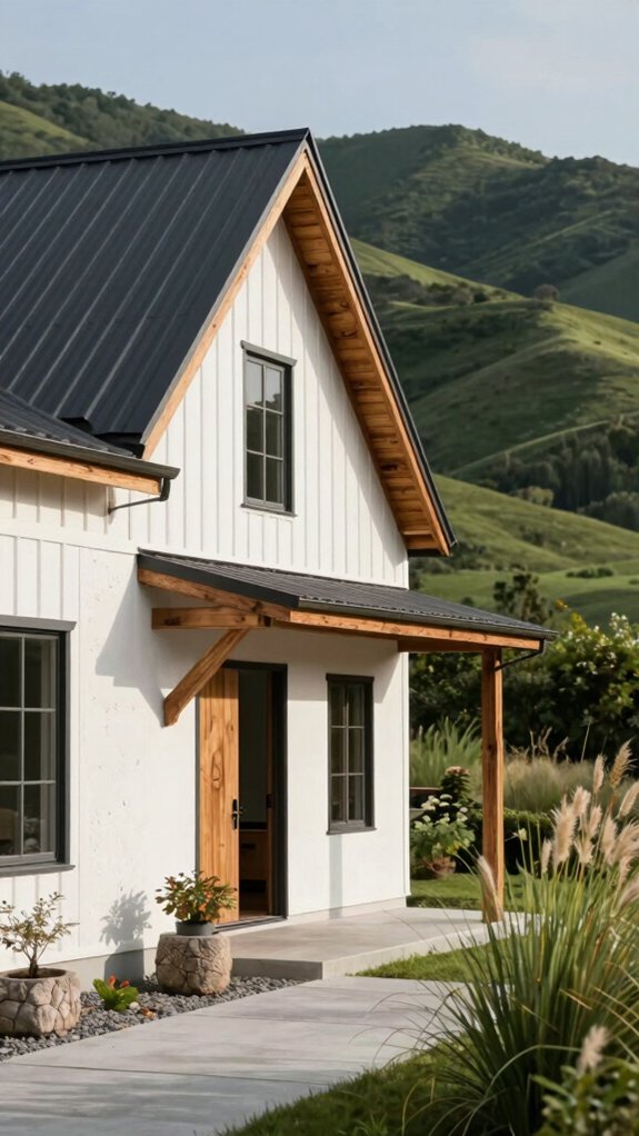How to Design a Modern Farmhouse Exterior From the Ground up 4 neutral base dark accent