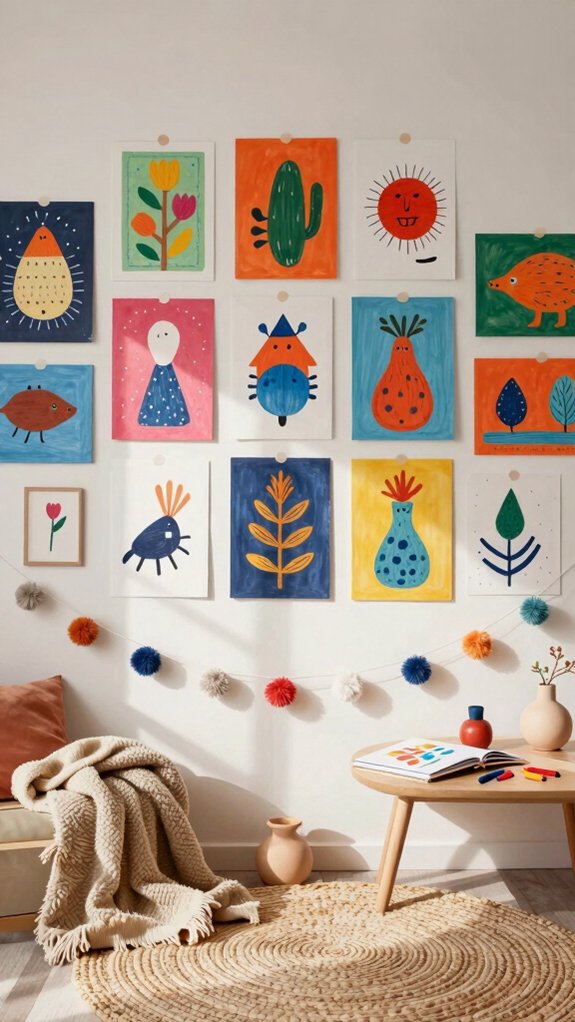 Colorful Kids Room Ideas That Spark Creativity 6 no nail removable art display