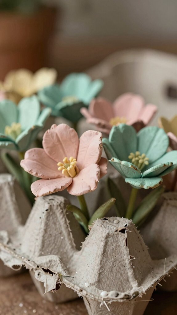 14 Upcycling Art Projects That Turn Everyday Waste Into Decor 11 painted egg carton flower clusters
