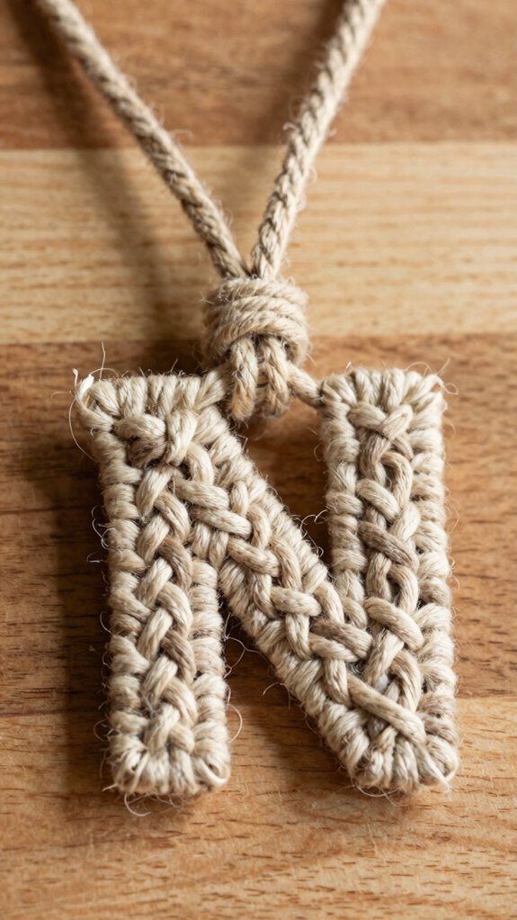 personalized cotton cord initial keychain