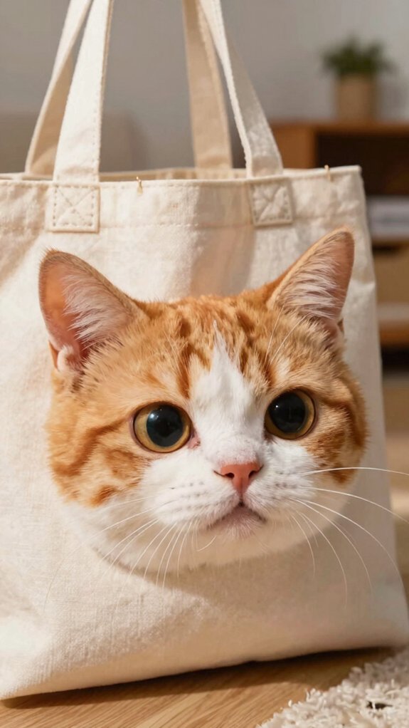 playful bold cartoon cat tote