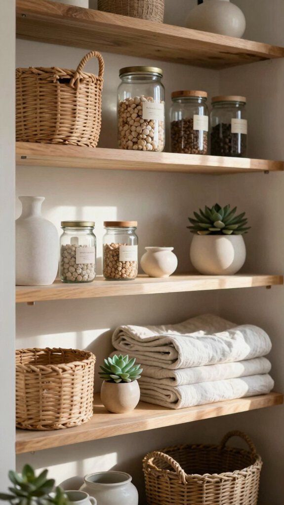 19 Home Organization Hacks That Make Your House Look Instantly Tidier 2 purposeful open shelf organization