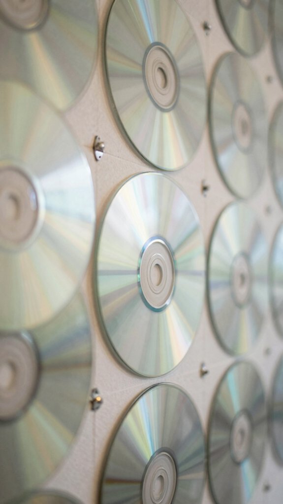 recycled cd grid wall decor