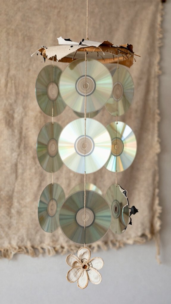 15 Wall Hanging Ideas Made From Everyday Waste Materials 11 shiny twirling cd wall mobile
