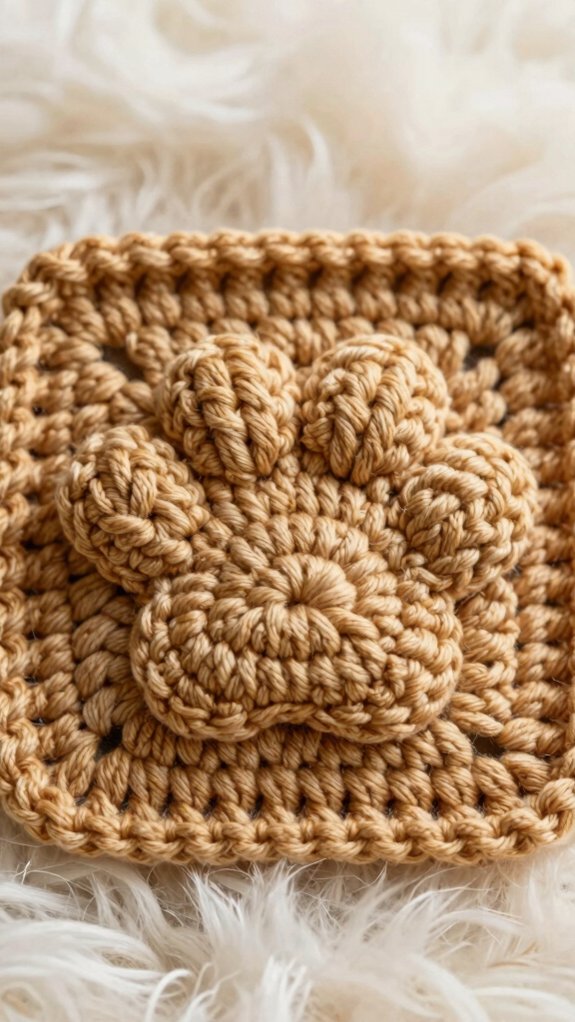 Dog Paw Granny Square: 12 Adorable Crochet Blocks for Pet Lovers 3 soft rounded paw print motif