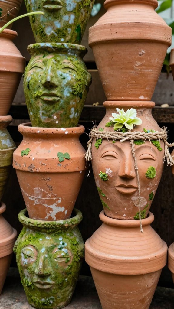 15 Terra Cotta Pot Crafts That Go Beyond Simple Planters 8 stacked terracotta garden totem