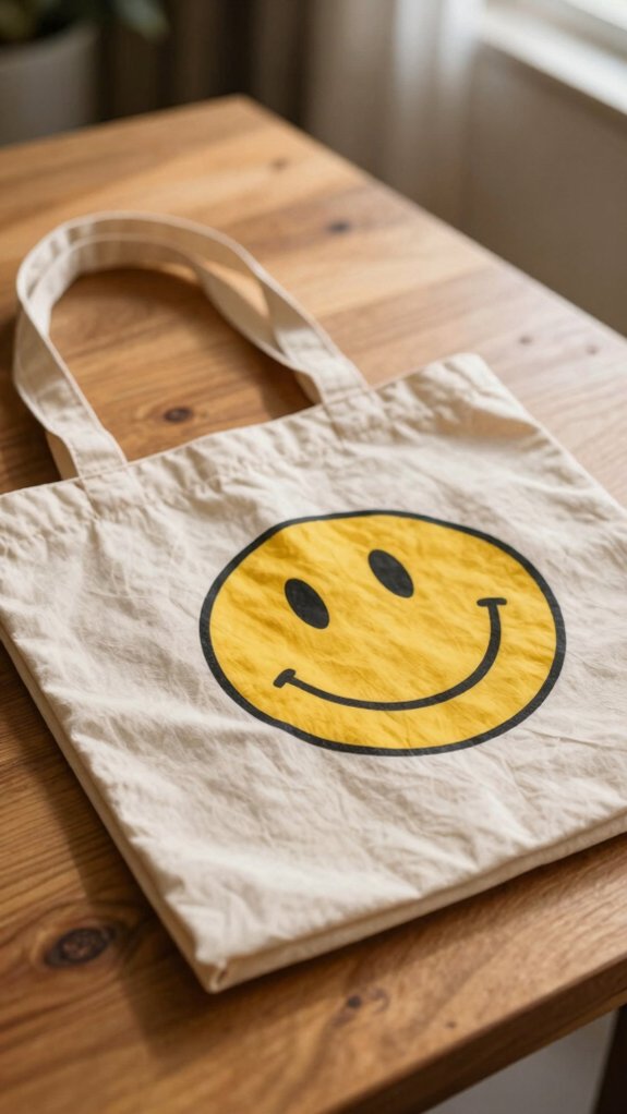 stencil neon smiley tote craft