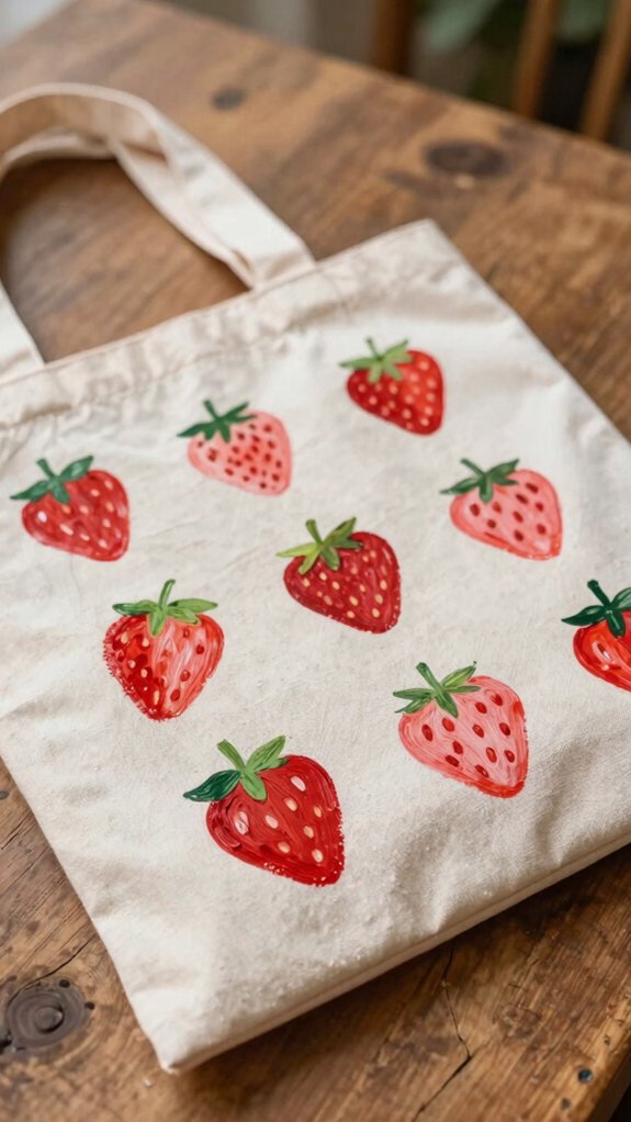 sweet strawberry tote stencil