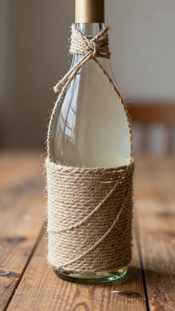 14 Wine Bottle DIY Crafts That Look Surprisingly Elegant 3 twine wrapped wine bottle centerpieces