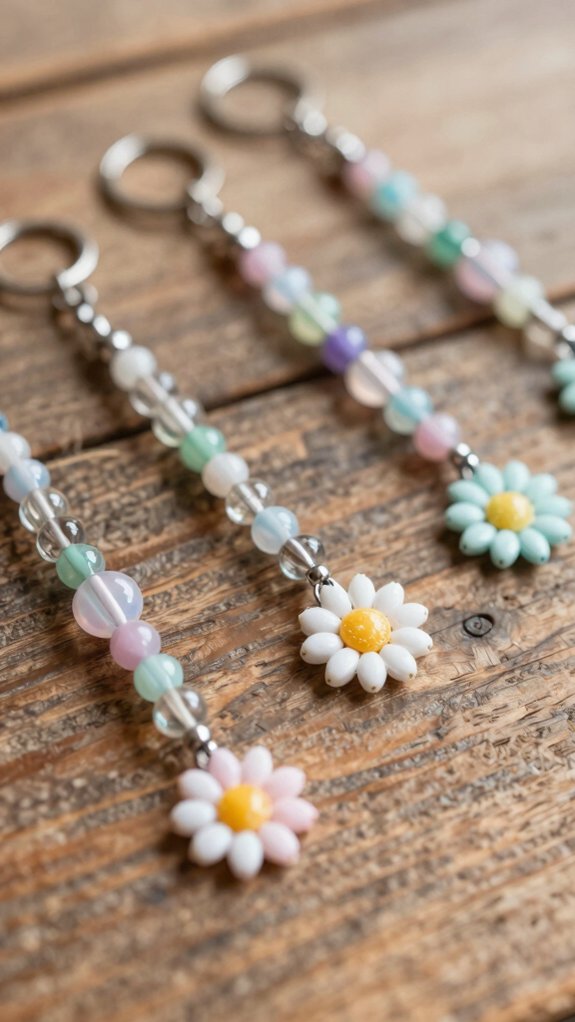 14 Beaded Keychains That Make Thoughtful Handmade Gifts 2 two sided daisy chain knotting