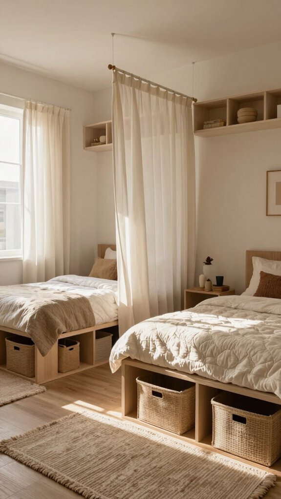Shared Bedroom Ideas That Give Every Child Their Own Space 5 underbed drawers for linens