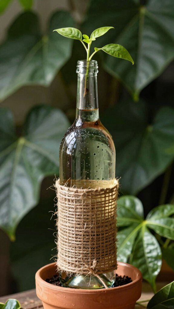 14 Wine Bottle DIY Crafts That Look Surprisingly Elegant 6 upcycled bottle self watering planter