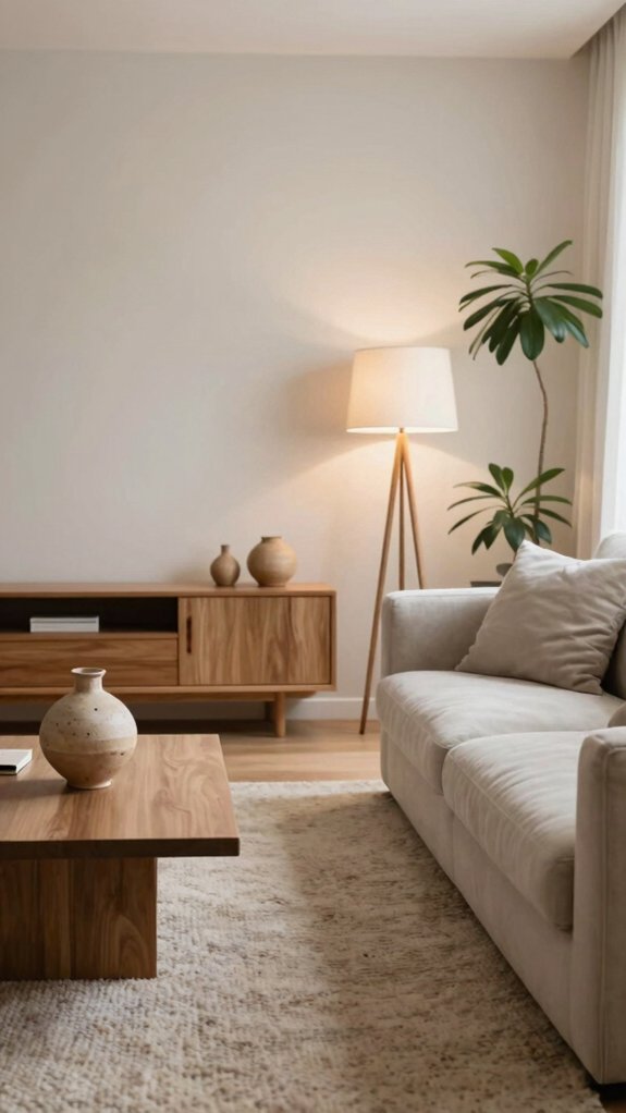 warm neutral clutter free living
