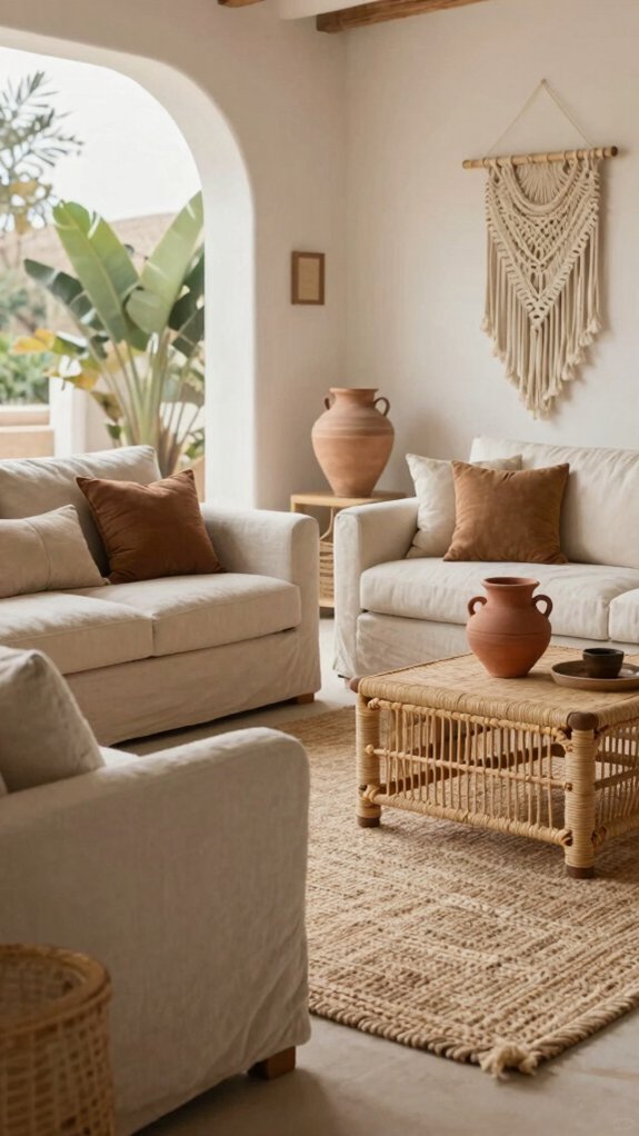 Modern Boho Living Rooms That Feel Bright Instead of Busy 2 warm neutral cozy base