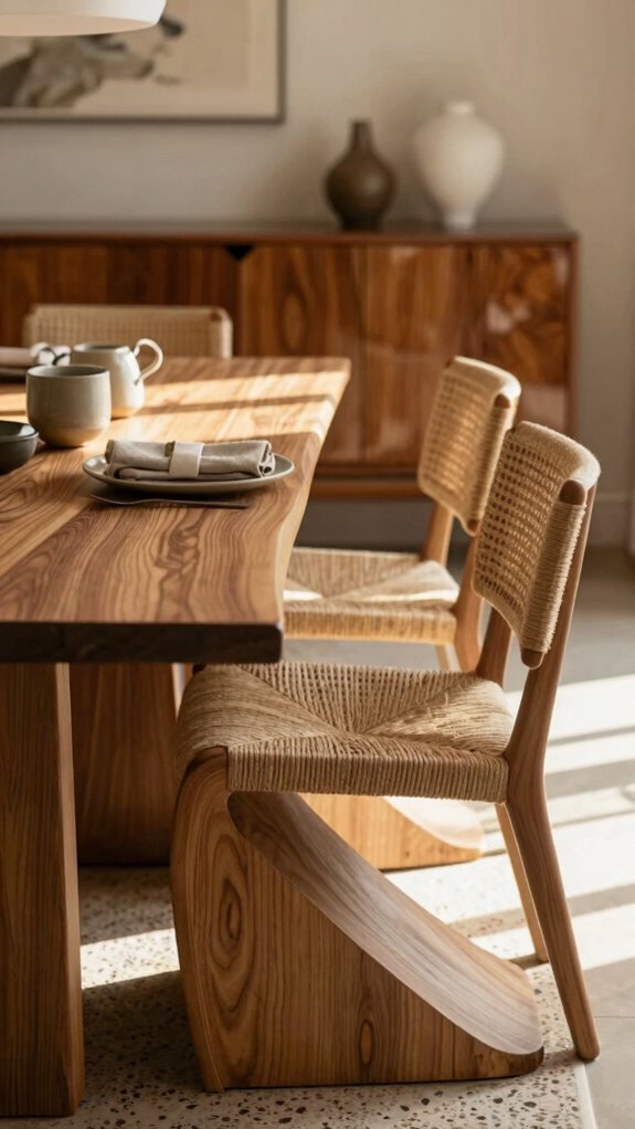 warm oak dining brass glow