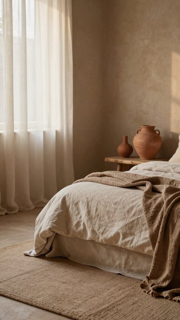 Bedroom Color Schemes That Feel Calm Morning and Night 11 warm sand and clay bedroom