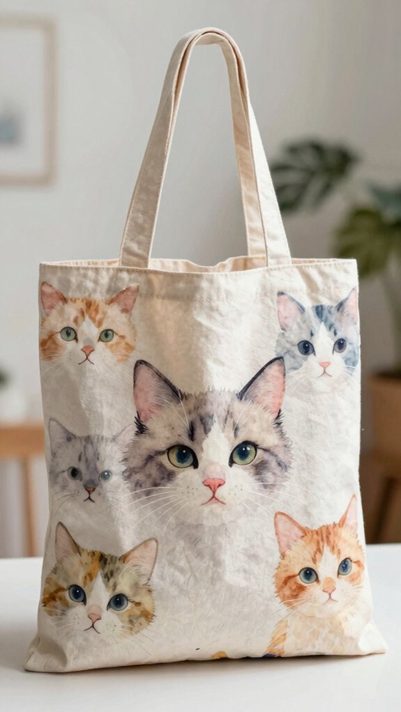 watercolor cat portrait tote