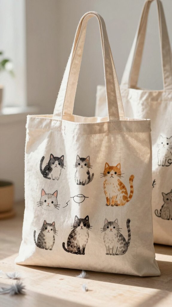 15 Cute Tote Bag Designs You’ll Want to Carry Every Day 4 whimsical cat sketch tote bag