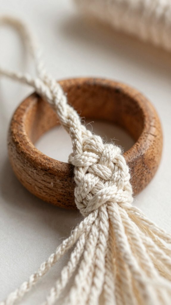 wrapped wooden ring keychain