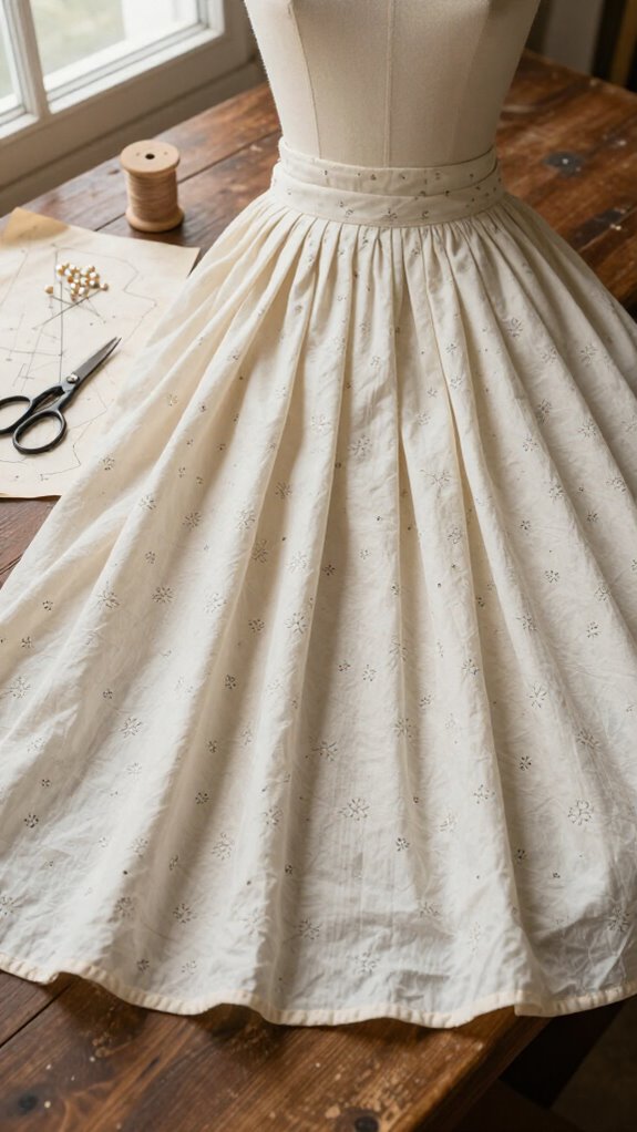 1940s style gathered cotton skirt