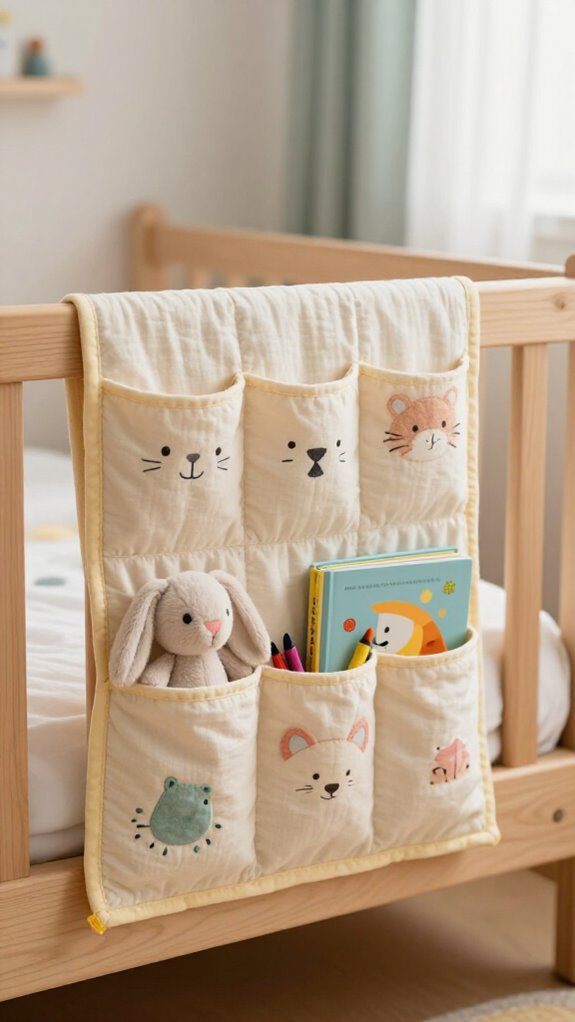 19 Sewing Projects for Kids That Make Their Rooms More Fun 11 bedside pocket organizer for bedtime