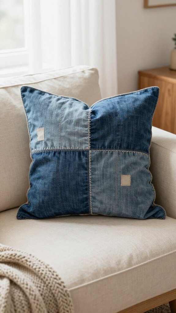 19 Sewing Pillow Ideas for a Cozy and Personal Home 12 beginner denim patchwork pillow
