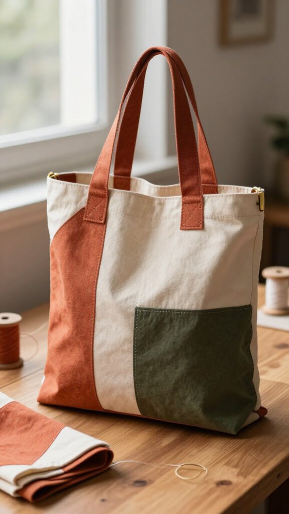 bold color blocked canvas tote