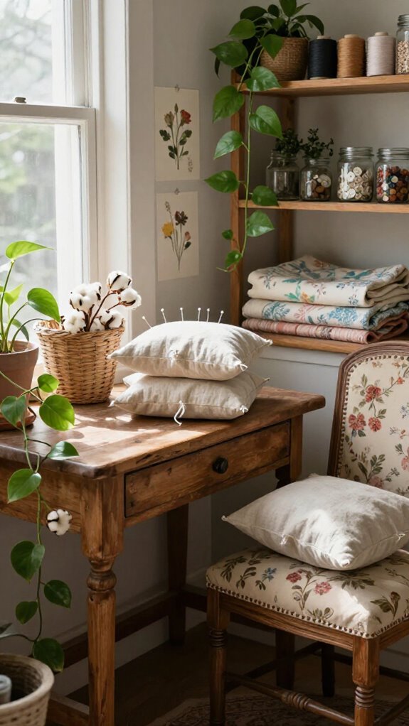 21 Sewing Room Decor Ideas That Make Your Craft Space Feel Beautiful 8 botanical sewing nook refresh