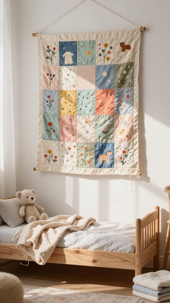 19 Sewing Projects for Kids That Make Their Rooms More Fun 5 bright patchwork wall hanging