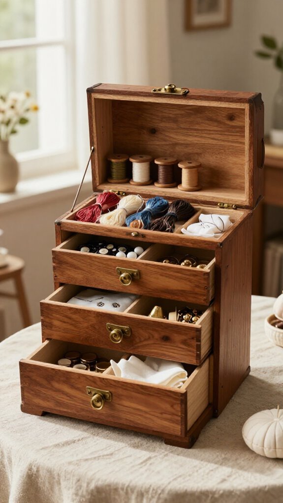 chalk painted vintage sewing chest