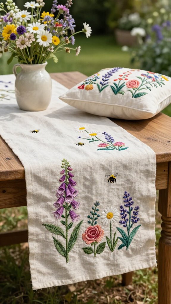 23 Sewing Embroidery Designs That Turn Fabric Into Beautiful Home Decor 13 charming loose linen vine stitching