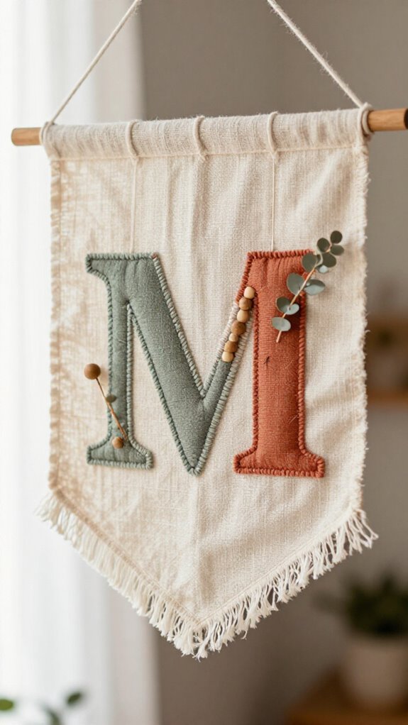 Sewing Letters on Fabric Ideas for Personalized Home Decor 22 cheerful initials fabric wall hanging
