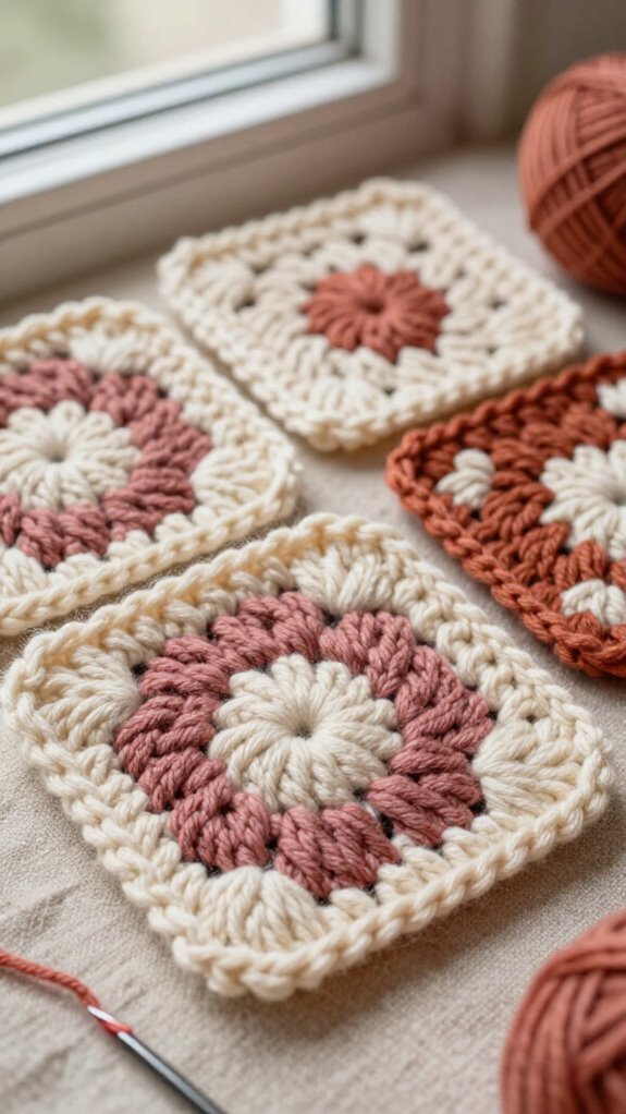 15 Beautiful Ways to Sew Granny Squares Together 11 chunky yarn granny square whip stitch join