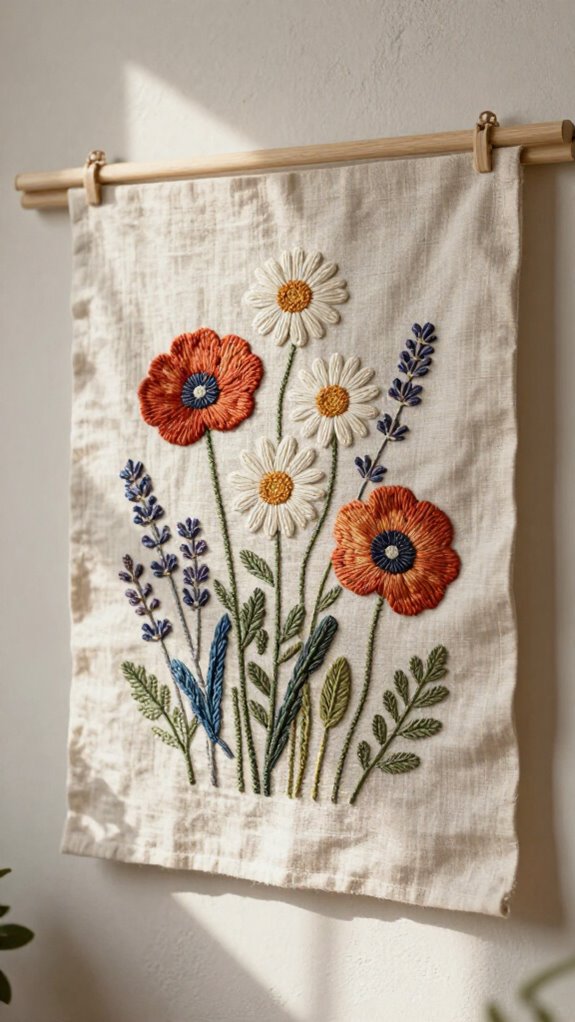 23 Sewing Embroidery Designs That Turn Fabric Into Beautiful Home Decor 3 colonial knot fabric scrap blooms