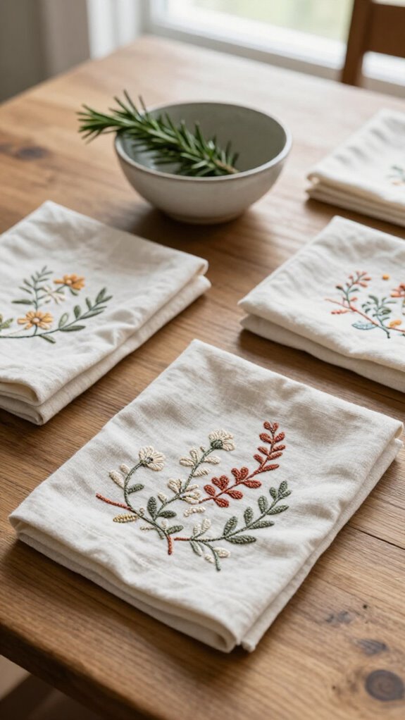 23 Sewing Embroidery Designs That Turn Fabric Into Beautiful Home Decor 8 colonial knots napkin embroidery set