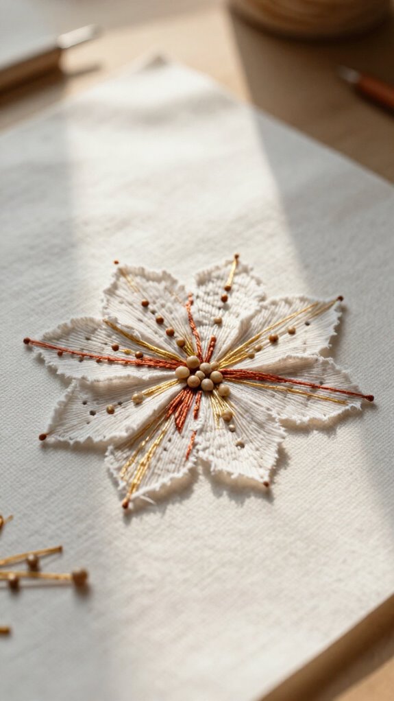 color matched stitching on mixed media