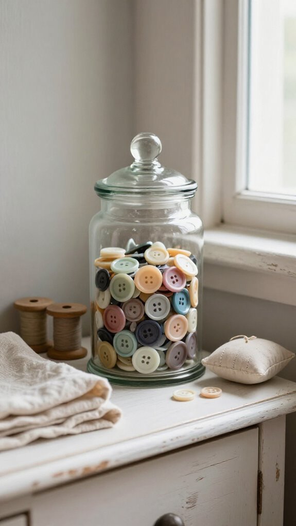 21 Sewing Room Decor Ideas That Make Your Craft Space Feel Beautiful 10 colorful button organizer tray