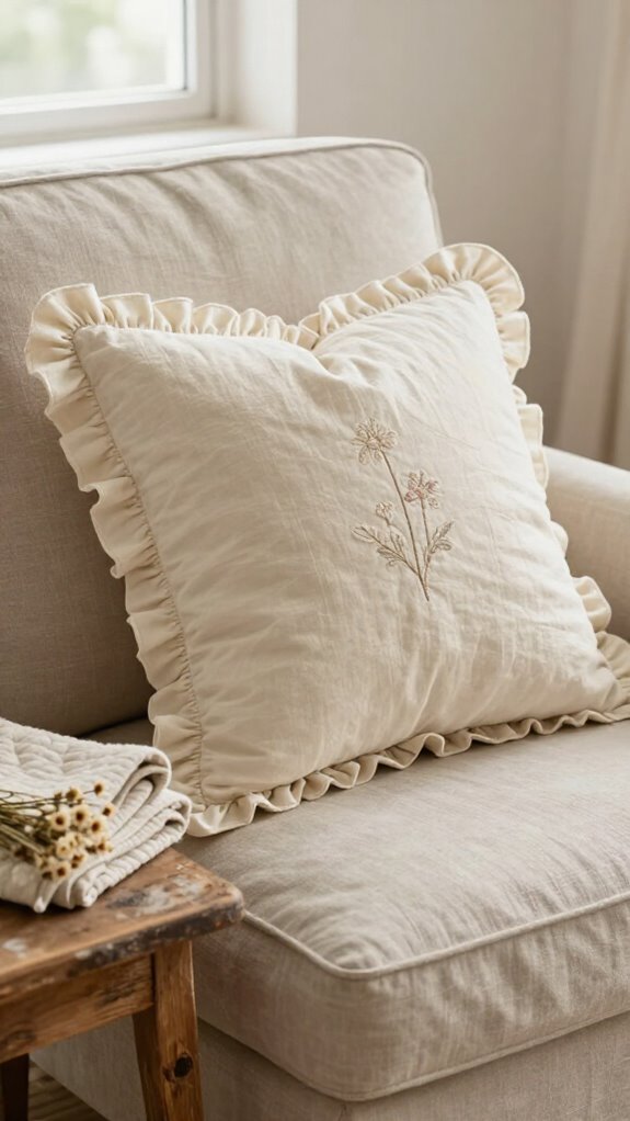 cottagecore ruffle pillow tutorial