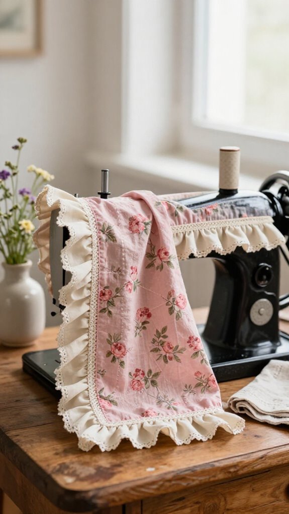 Sewing Machine Cover Ideas That Look Beautiful With Your Home Decor 5 cottagecore ruffled sewing machine cover