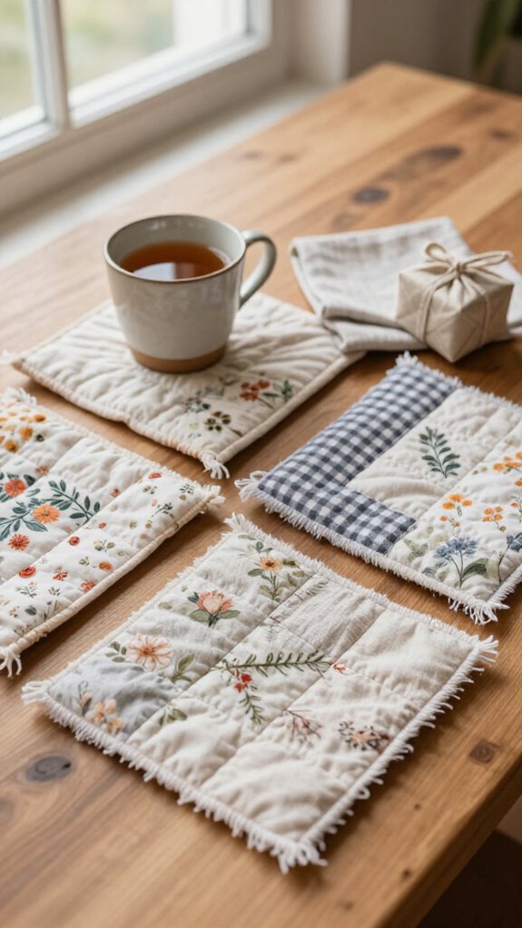 cozy quilted mug rug set