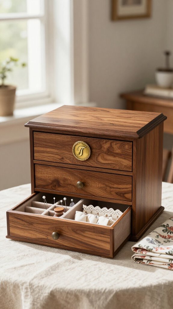 decorative monogram sewing box